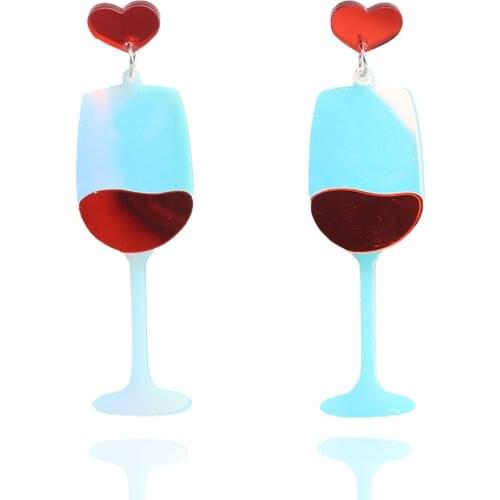 New Funny Lovely Peach Juice Bottle Acrylic Earrings for Women Girls Red Wine Goblets Long Dangle Earrings Fashion Jewelry Party