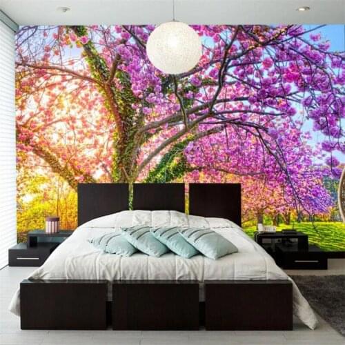 Beibehang Custom wallpaper 3d photo mural papel de parede beautiful garden cherry tree vine sakura bloom background wall paper