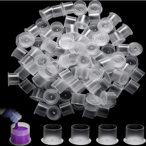 1000PCS Disposable Plastic Tattoo Ink Cups with Base Microblading Tattoo Pigment Caps Self Standing Cups Ink Holder for Tattoo