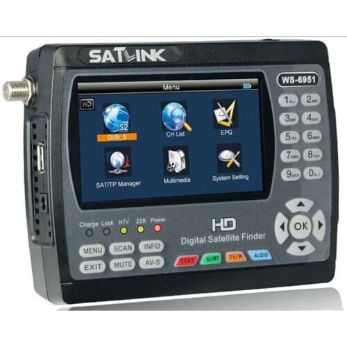 Original Satlink WS-6951 DVB-S/S2 HD Satellite Finder with MPEG-2/MPEG-4 compliant and backlight Satlink 6951 Meter