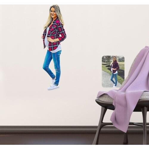 Personalized Full-Length Pregnant Women Caricature Of Wall Sticker (50x70cm)-1