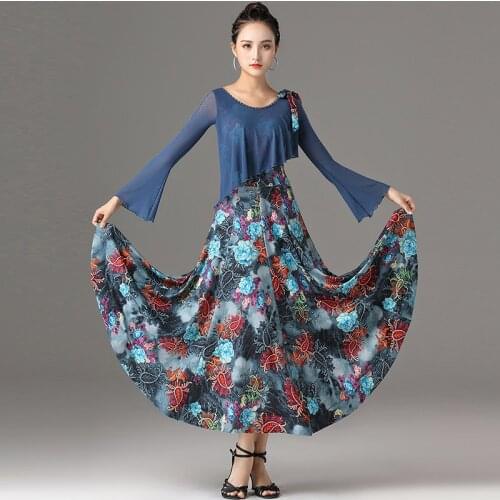 Floral Ballroom Dance Dress For Women Elegant Performance Costume Designer Clothes Waltz Dance Wear Latin Dance Outfit DL7213