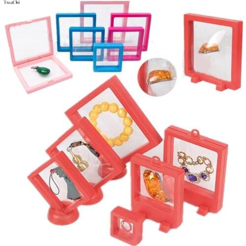 PE Suspension Box Film Suspended Floating Display Case Earring Coin Gems Ring Jewelry Storage Stand 6 Colors Holder