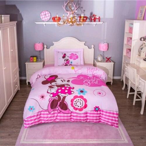 Disney 3D Printed Cute Minnie Mouse Design Pink Bed Cover Down Quilt Pillowcase Quilt Cover Girl Bedroom Decor Home Textile