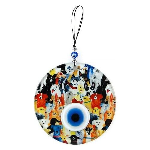 Handmade Dogs Fusion Glass Evil Eye Bead 12cm