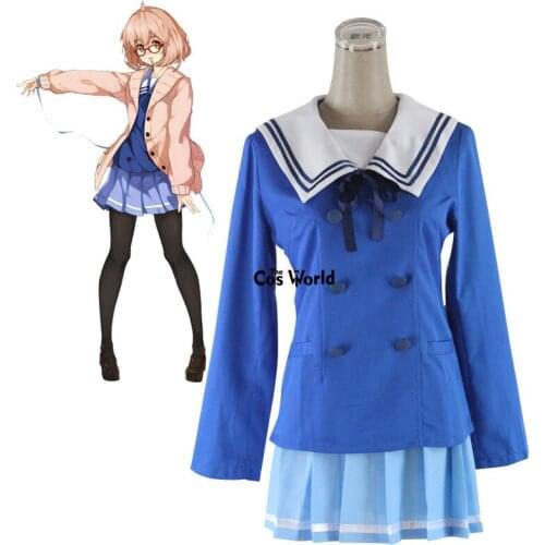Kyokai No Kanata Kuriyama Mirai School Uniform Sailor Suit Tops Dress Outfit Anime Cosplay Costumes S-XL