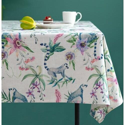 European Style Plant Printing Tablecloth Waterproof Cotton Linen Table Cover For Dining Home Decor Mantel Mesa Nappe