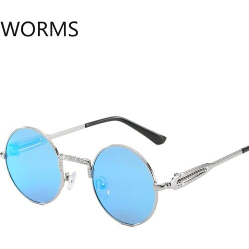 New style personality round frame punk Sunglasses Womens colorful Sunglasses mens spring leg Sunglasses glasses yellow