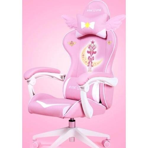 Pink Magic Gaming Chair Girl Game Competitive Rotating Chair Home Liftable Computer Chair Fashion Comfortable Anchor Live Chair