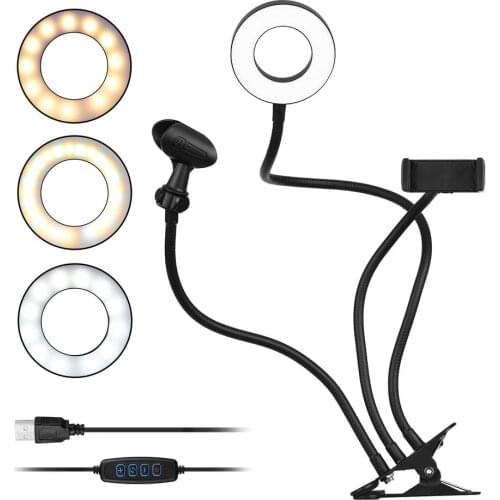 V10 LED Ring light Fill Lamp Desktop Live Broadcast Photography Accessories Adjustable microphone clipup and down 180°adjustment