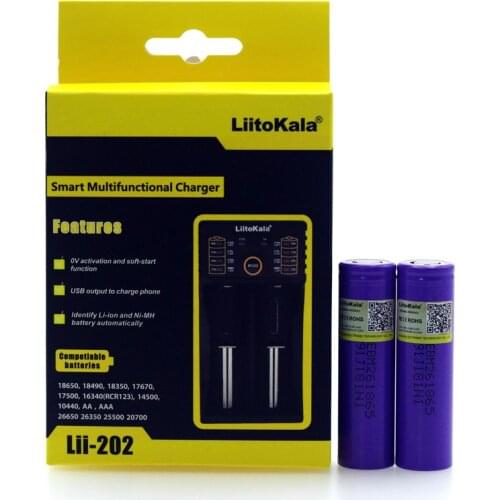 Liitokala lii-202 1.2V 3.2V 3.7V 26650 16340 Smart Charger+2PCS LGEBM26 2600mAh 18650 Rechargeable Battery flashlight batteries