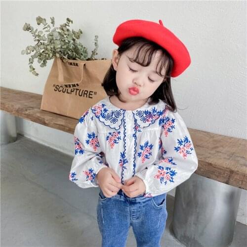 Spring baby girl clothes kids outfit print shirt jacket for toddler girls baby clothing birthday embroidered thin blouse shirts