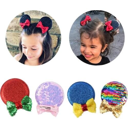 Sequin Hairpin Girls Barrette Round Makeup Bow Color Hair Ties Clips Fashion Handband Hair Accessories Women Gift