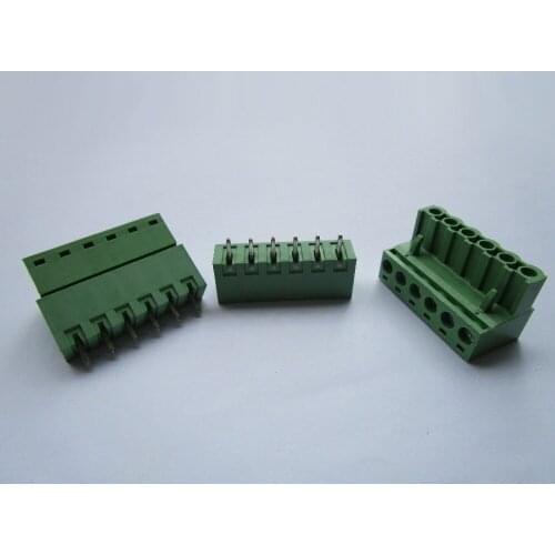 Close Straight 6 pin 5.08mm Screw Terminal Block Green Connector Pluggbale Type 150 Pcs Per Lot