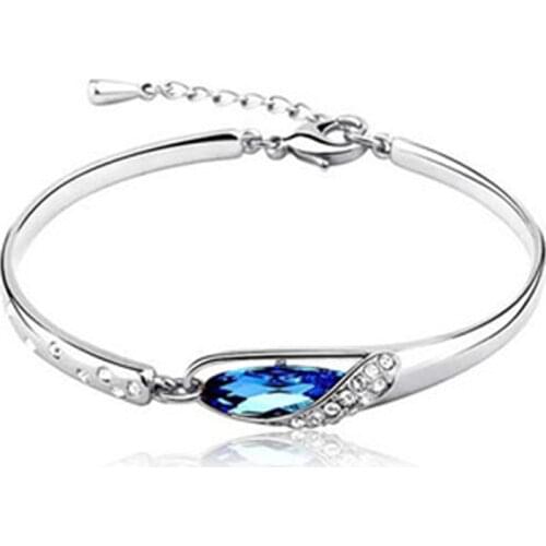Austrian crystal jewelry Fashion Bracelet Bangle on silver Plated AAA Austrian Crystal Bracelet for Women free shipping