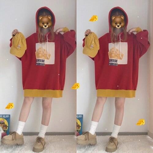 Cheeze Power Oversized Winter Womens Loose Sweatshirt Hooded Long Sleeve Pullovers Hoodies Dress Cute Plus Size