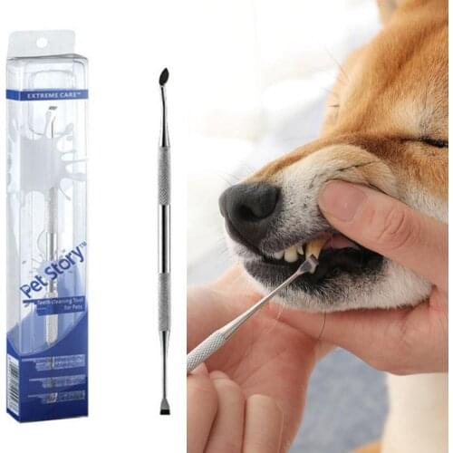Pet Dog Toothbrush Stainless Steel Double Head Pets Teeth Cleaning Tools Dog Cat Tartar Remover Dental Stones Scraper Teeth Care