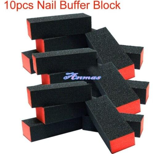 10 PCS Orange-red Black Buffer Buffing Sanding Block Files Grit Nail Art Tool
