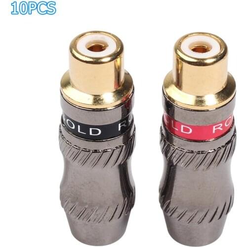 10pcs Gold Plated RCA Female Solder Coaxial Connector Socket Adapter Couplers Gold Plated Plug Good Contact Performance