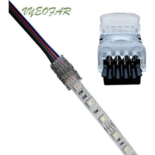 100pcs 4pin 10mm LED RGB Strip Connector For 5050 RGB Strip LED Strip to wire Connect Terminals 5050 Strip Power connector