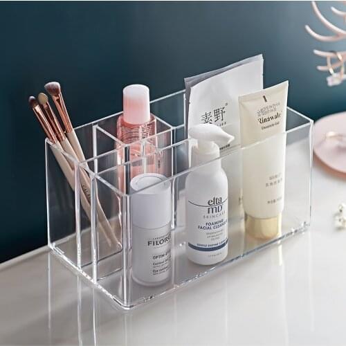 Clear Cosmetic Brush Organizer Box Makeup Cosmetic Holder Make Up Tools Boxes Makeup Table Organizer Display Rack Storage Box