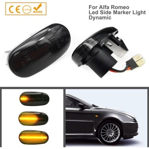 2Pcs Amber Dynamic LED Front Fender Side Marker Light Turn Signal Lamps For Alfa Romeo 147 GT 937 Mito 955 Fiat Bravo MK2 198