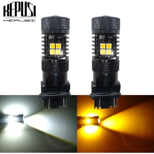 2x Auto 3157 3057 LED Car LED Front Turn Signal Parking Light Switchback DRL Brake Bulb lamp White+Amber Dual Color 12V 24V