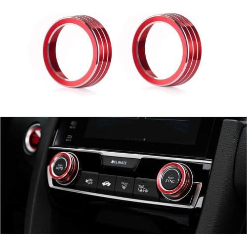 2pcs Air Condition Knob Cover Trims Audio Speaker Ring Decoration For Honda Civic 10th Gen 2016-2019