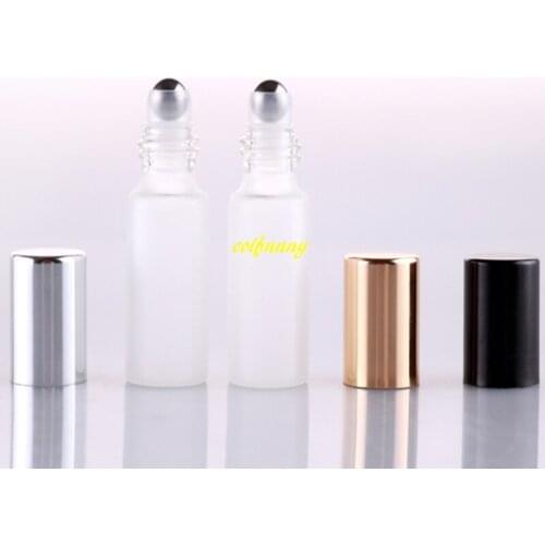 2000pcs/lot 17*57mm 5ML Frosting Glass Roll On bottle With Stainless Steel Roller Ball Essential Oil Matte Bottles 3 colors