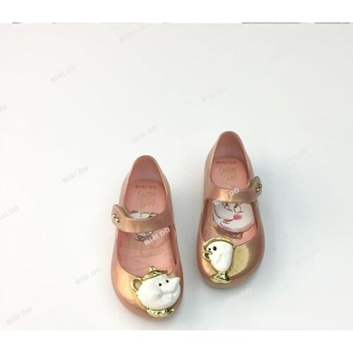 2021 Mini DD Children jelly shoes Teapot & teacup princess summer sandals Kids cute baby soft PVC beach sandals DD014