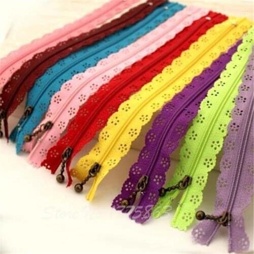 25cm Random Color 6pcs/lot Zippers Lace Nylon Finish Zipper for Sewing Wedding Dress AA7457