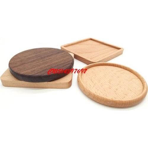 300pcs Beech Walnut Wood Coasters Cup Coffee Tea Cup Pads Drinking Mats Teapot Drink Coaster For Home Decor Bar FF18070303