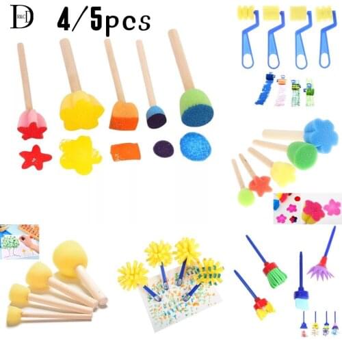 4/5pcs Children Sponge Paint Brushes Drawing Tools For Children Early Painting Arts Crafts DIY