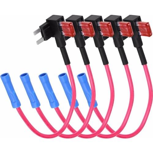 5pcs additional circuit fuse TAP adapter micro blade fuse holder with 5 auto fuses Built-in fuse holder quickly locate the power