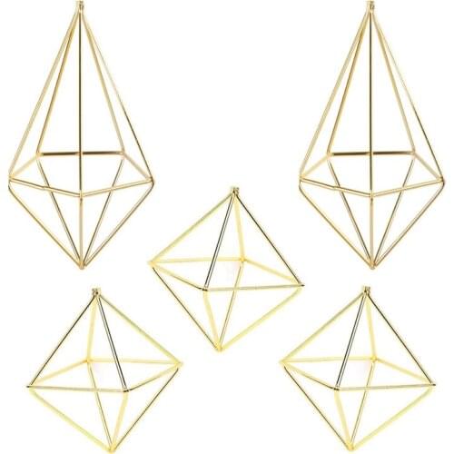 5 Packs Air Plant Holder Mini Metal Tabletop Himmeli Decor Modern Geometric Planter Tillandsia Air Fern Display Stand