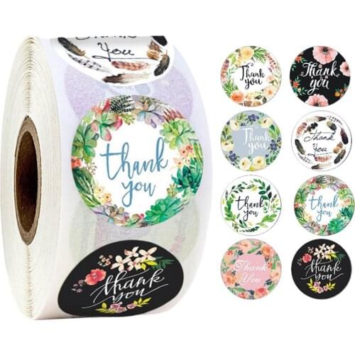 500pcs Creative Thank You Flower Round Seal Sticker Tags Gift DIY Baking Decorative Stationery Stickers