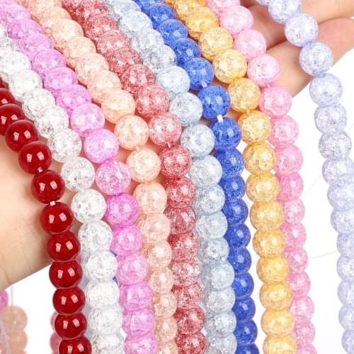 6/8/10/12mm 25 Colors Round White Cracked Crystal Stone Beads For Jewerly Making Natural Stone Beads Bracelet Necklace Handmade