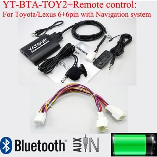 Yatour BTA Bluetooth car adapter with reomote control for Lexus Toyota Camry Corolla Highlander RAV4 Vitz Avensis Small 6+6 plug
