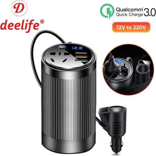 Deelife 200W Car Converter 12v to 220v Power Inverter DC 12 V ~ AC 220 V Auto Voltage Inversters for US AU EU Plug