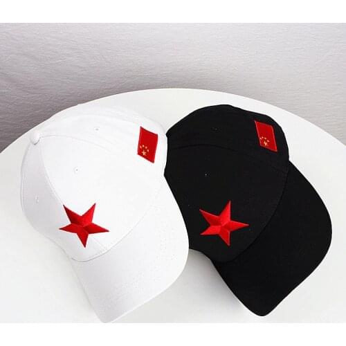 Summer Mens And Womens Baseball Cap High Quality Red Five Pointed Star National Flag Embroidery Baseball Cap Sun Shading Hats