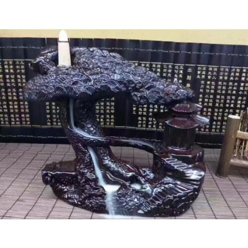Huge Tree Incense Wood Incense Burner Smoke Waterfall Small Bridge Flowing Water Pagoda Backflow Incense Burner For Home