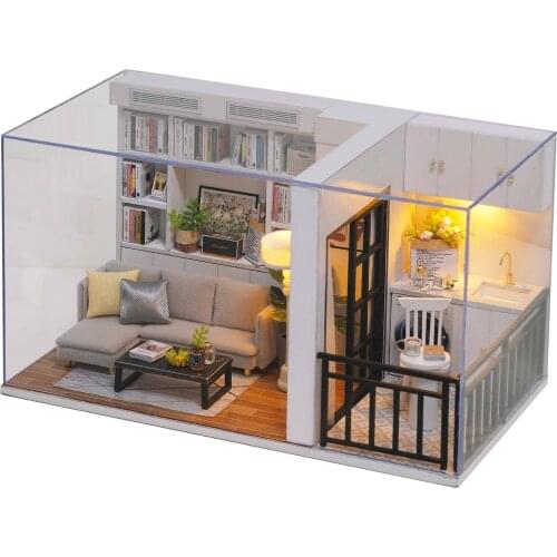 Dollhouse Wooden Mini House Crafts DIY Model Kits with Furniture and Accessories