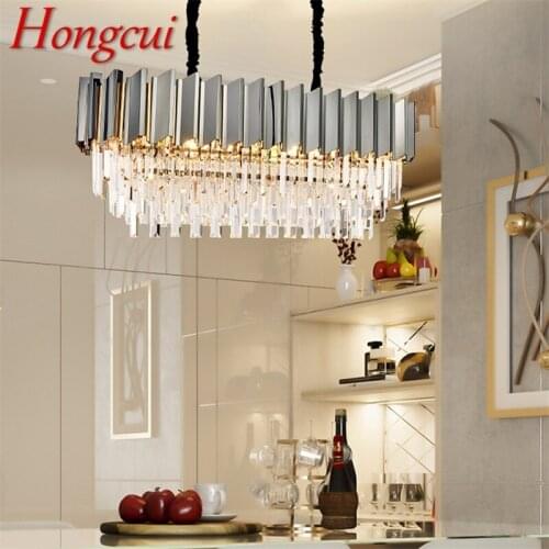 Hongcui Pendant Light Postmodern Double Crystal LED Lamp Luxury Fixture for Home Dining Living Room