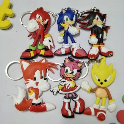 Game Figure Super Action Figure Knuckles Tail Hedgehog Figurine Bag Keychain Toys Kids Christmas Gifts Soft PVC Key Chain