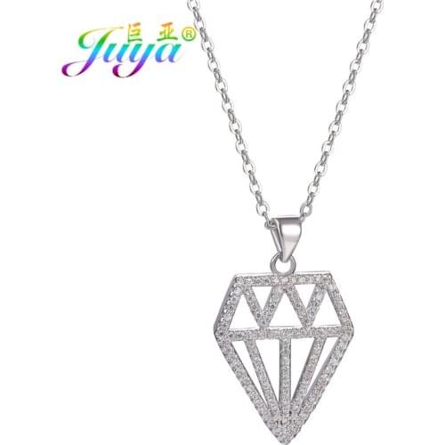 Juya 2020 New Design Gold/Silver Color Micro Pave Zircon Pendant Necklace For Women Gift Jewelry Supplies