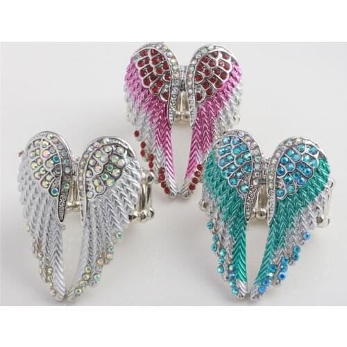 ZRM Fashion Charm Angel Wings Adjustable Ring Women Mens Jewelry Christmas Gift Antique Gold Color Rhinestone Ring