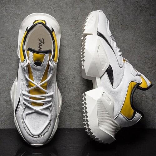 Dropshipping Men Chunky Shoes Quality PU Leather Breathable Casual Shoes Lace Up Fashion Outdoor Men Sneakers Male Shoes Adult