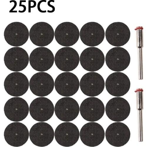 25pcs Saw Blade + 1pcs Connection Clamp Fiberglass Reinforced Cut Off Wheel Disc W/ 1 Mandrel 1/8" Fit Dremel Tool