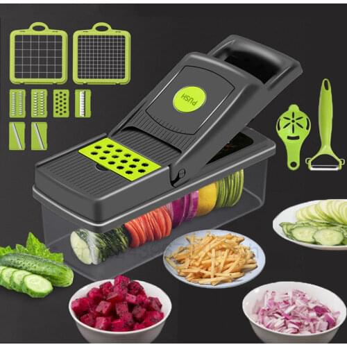 Mandoline Multifunction Vegetable Cutter Potato Peeler Carrot Cheese Slicer Grater Chopper Garlic Press Stainless Steel Blade