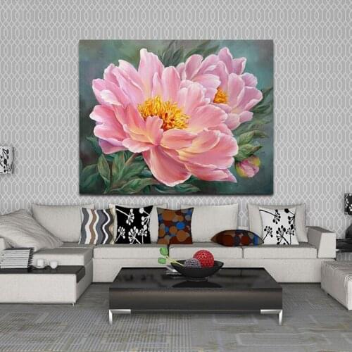 DIY colorings pictures by numbers with peony picture drawing Relief painting by numbers framed Home
